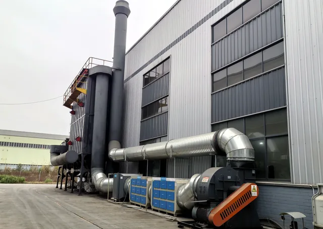 Industrial dust collection and exhaust system installed outside the factory building